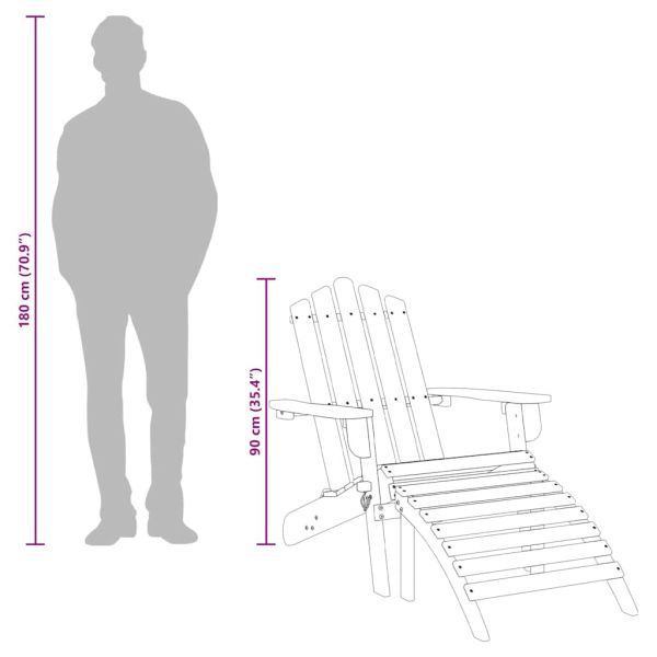 Градински столове Адирондак с опори за крака 2 бр акация масив