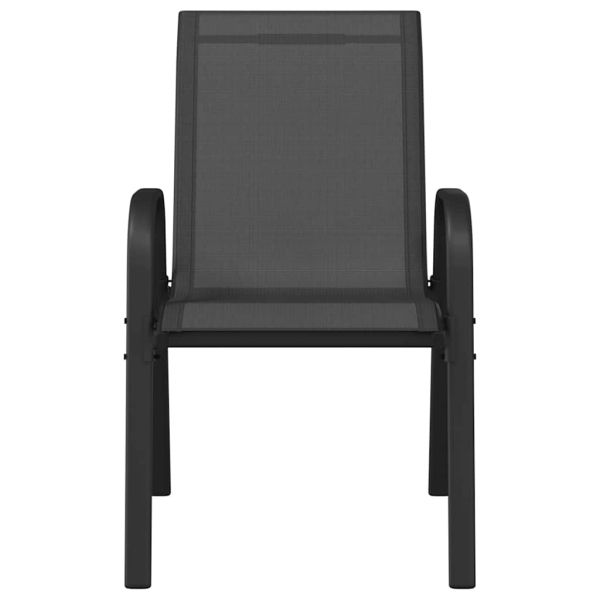 Стифиращи градински столове, 2 бр, черни, тъкан textilene