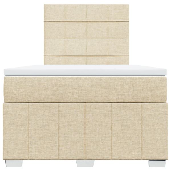 Боксспринг легло с матрак, кремаво, 120x200 см, плат