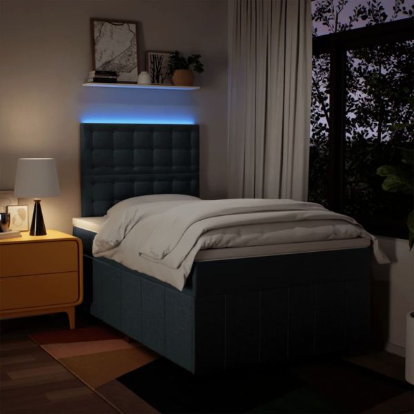 Боксспринг легло с матрак, синьо, 120x200 см, плат