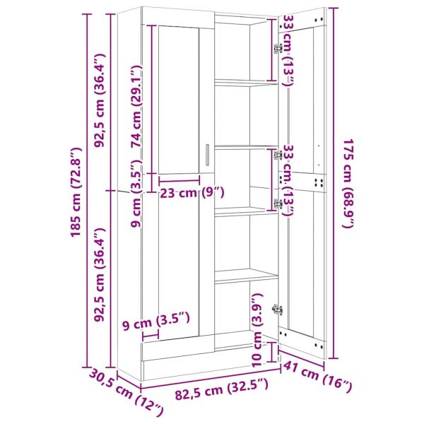 Висок шкаф, старо дърво, 82,5x30,5x185 см, инженерно дърво