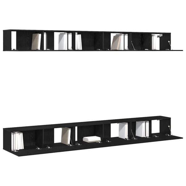 Комплект ТВ шкаф Монтиране на стена Черния дъб Инженерно дърво