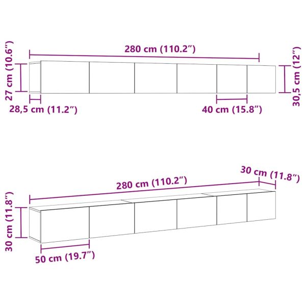 Комплект ТВ шкаф Монтиране на стена Черния дъб Инженерно дърво