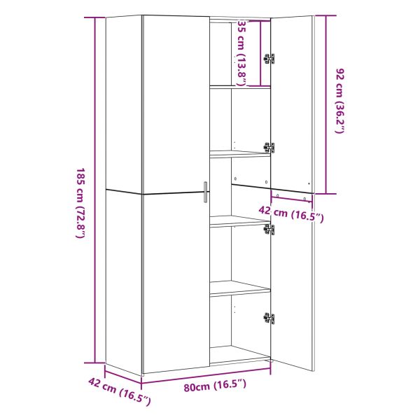 Висок шкаф 2 pcs Дъб 80 x 42 x 185 см