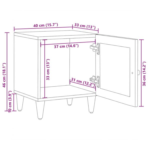 Нощен шкаф Естествен 40 x 33,5 x 46 см Солидно мангово дърво