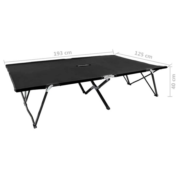 Двуместен сгъваем шезлонг, черен, стомана