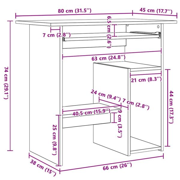 Бюро, дъб сонома, 80x45x74 см, инженерно дърво