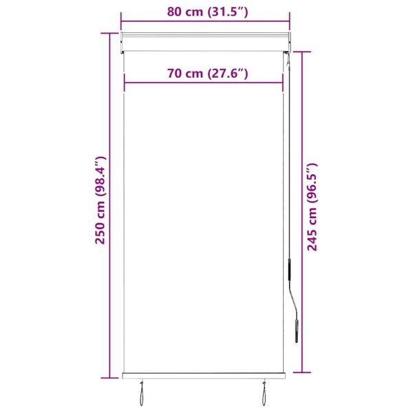 Външна ролетна щора, 80x250 см, бяло и оранжево