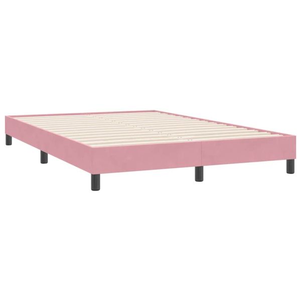 Боксспринг легло с матрак и LED, розово, 160x220 см, кадифе