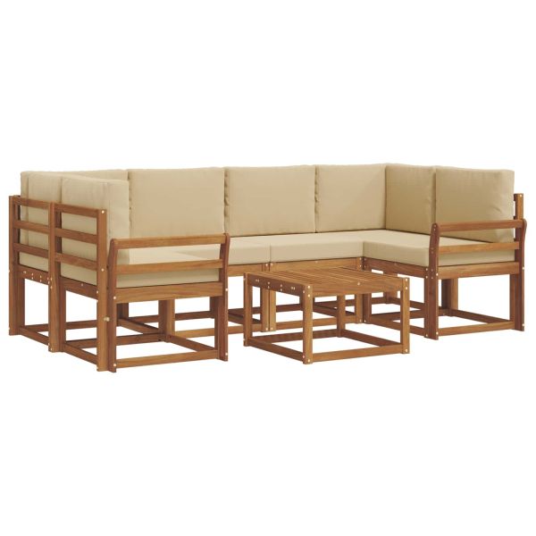 Комплект дивани за открито 7 pcs Натурален и Бежов