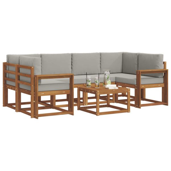 Комплект дивани за открито 7 pcs Естествено и светло сиво