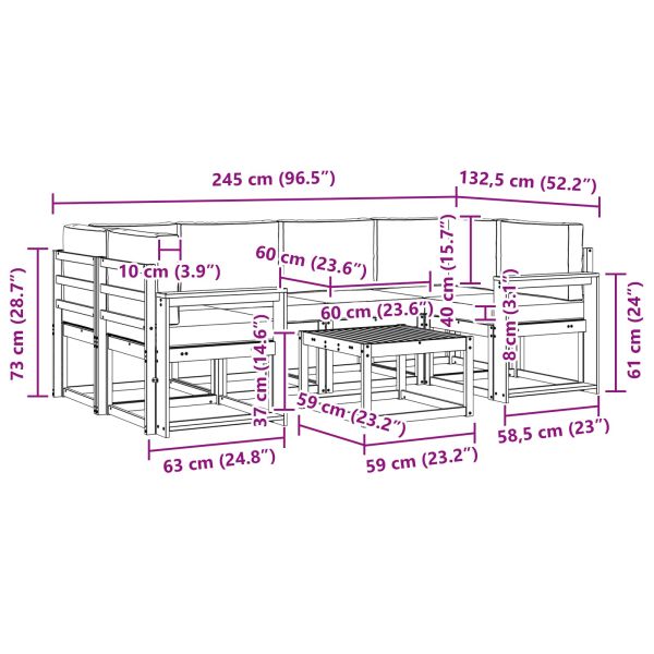 Комплект дивани за открито 7 pcs Натурален и Антрацит
