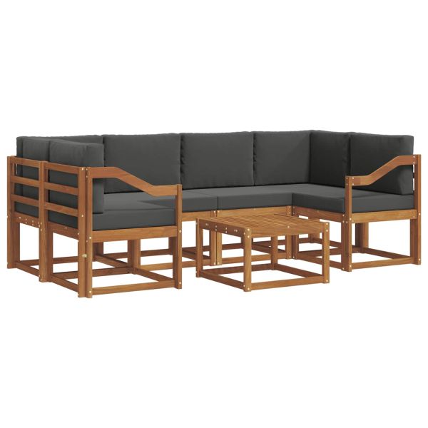 Комплект дивани за открито 7 pcs Натурален и Антрацит