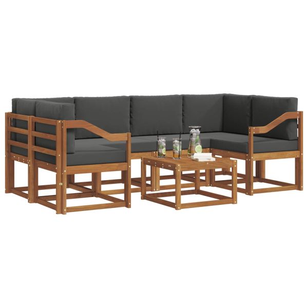 Комплект дивани за открито 7 pcs Натурален и Антрацит
