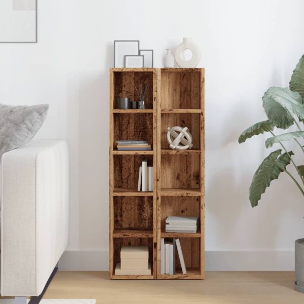 CD шкафове, 2 бр, старо дърво, 21x16x93,5 см, инженерно дърво