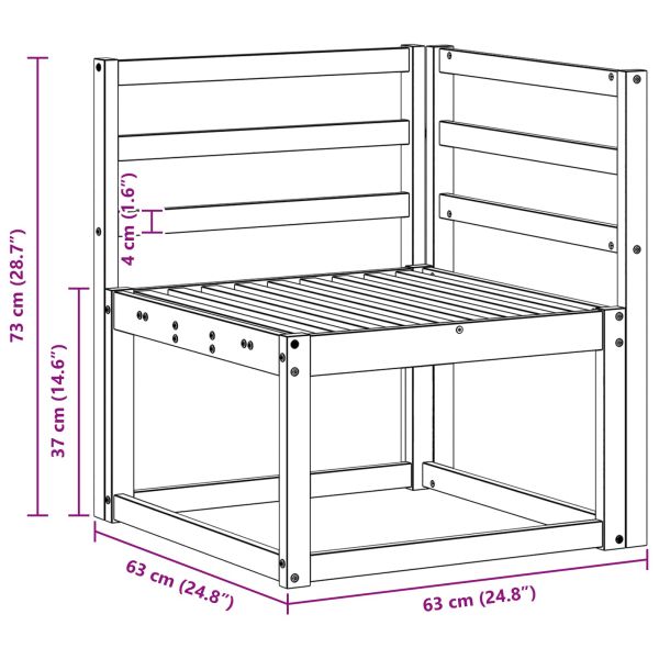 Външен ъглов диван Солидно акациево дърво Естествен