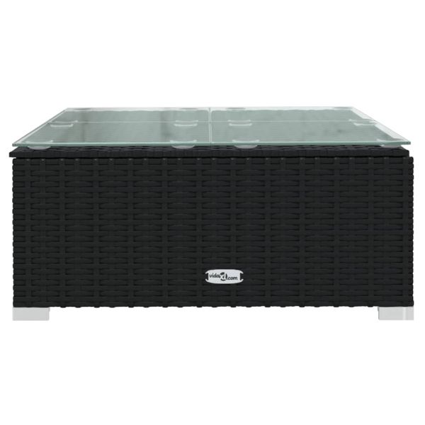 Градински лаундж комплект с възглавници 4 части черен полиратан