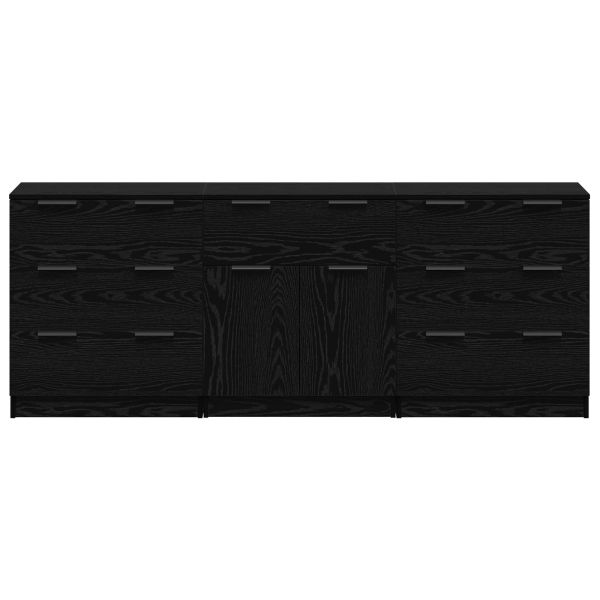 Служебен шкаф 3 pcs Черния дъб 181 x 30 x 70 см Инженерно дърво