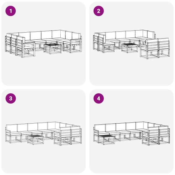 Комплект дивани за открито 10 pcs Натурален и Крема