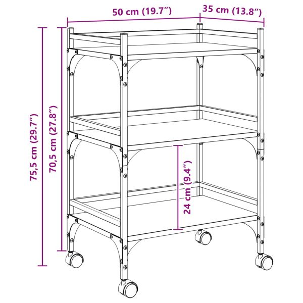 Кухненска количка Старо дърво 50 x 35 x 75.5 см Инженерно дърво