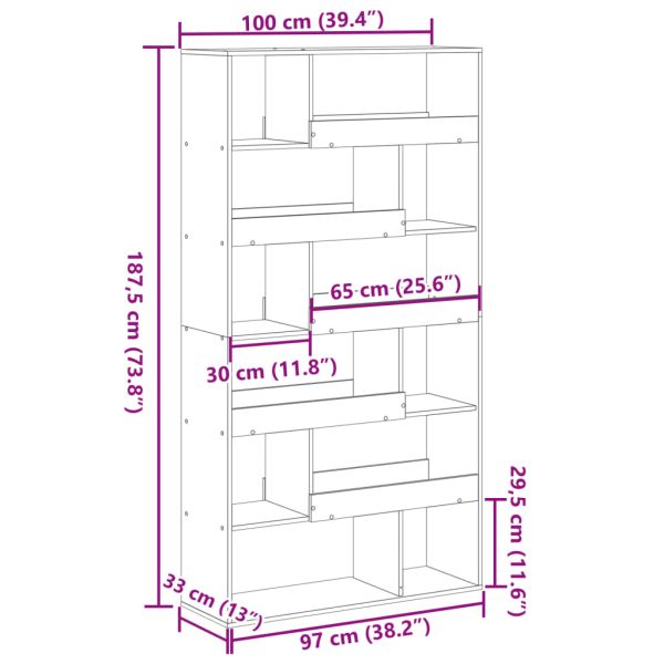 Разделител за стая дъб артизан 100x33x187,5 см инженерно дърво