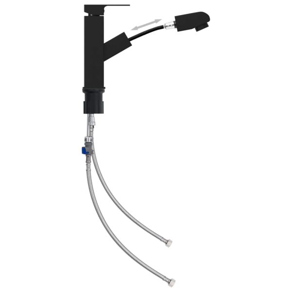 Смесител за баня с функция за издърпване, черен, 157x172 мм