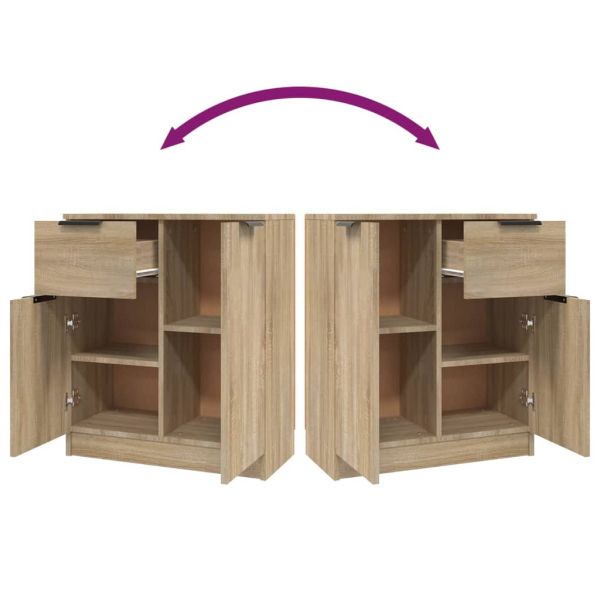 Сайдборди, 2 бр, дъб сонома, 60x30x70 см, инженерно дърво