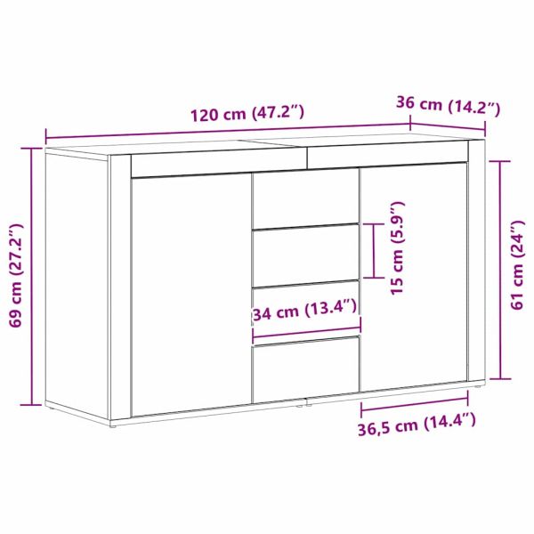 Служебен шкаф с чекмедже Дъб 120 x 36 x 69 см Инженерно дърво
