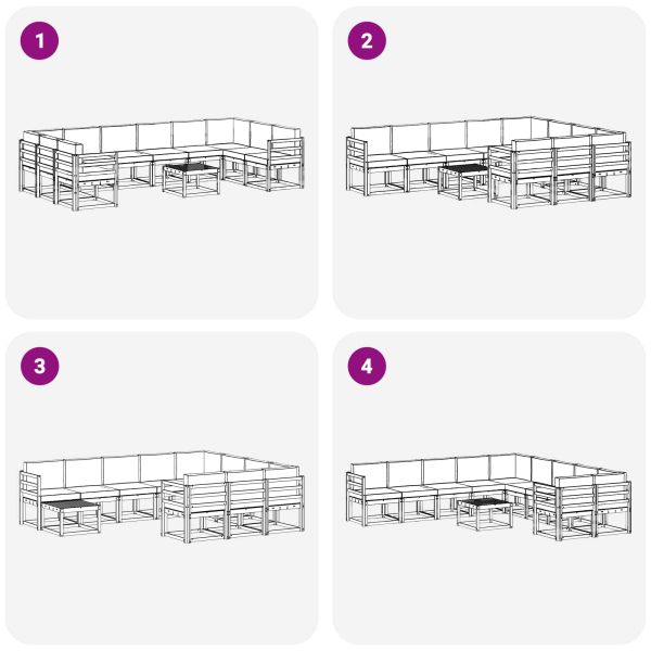 Комплект дивани за открито 11 pcs Натурален и Бежов