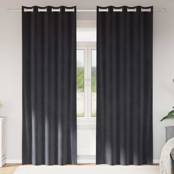 Затъмняващи завеси 2 pcs Тъмен сив 140 x 245 cm Кадифе