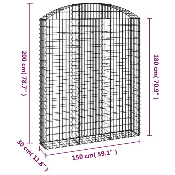 Дъговидна габионна кошница 150x30x180/200 см поцинковано желязо