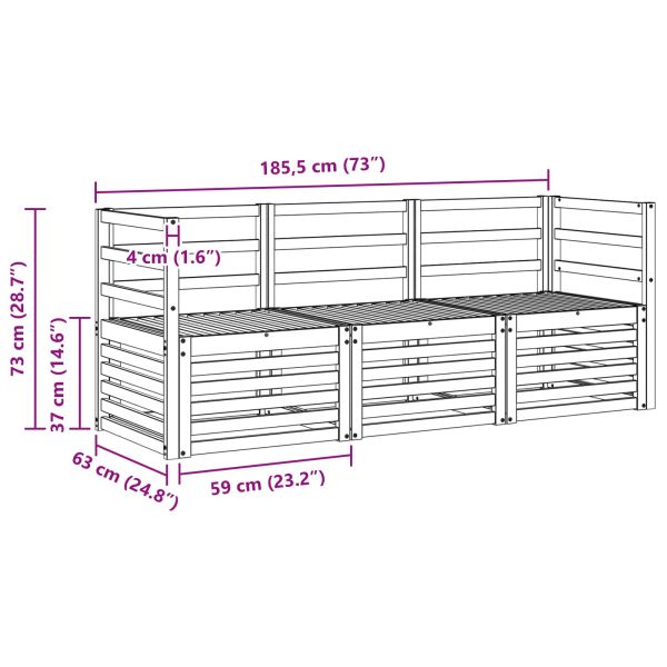 Комплекти дивани 3 pcs Естествен Солидно акациево дърво