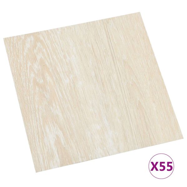 Дъски за под 5,11 м² 55 pcs ПВЦ Бяло и Бежово