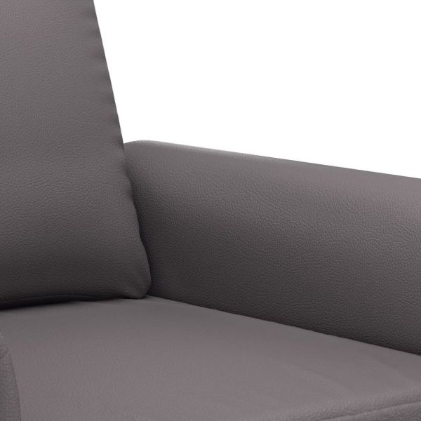 Комплект дивани от 2 части с възглавници сив изкуствена кожа