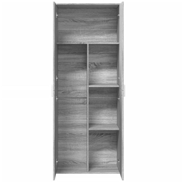 Висок шкаф, сив сонома, 70x35x180 см, инженерно дърво