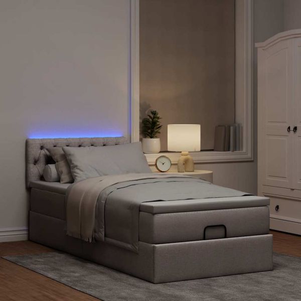 Османска легло с матрак и LED, таупе, 100x200 см, плат