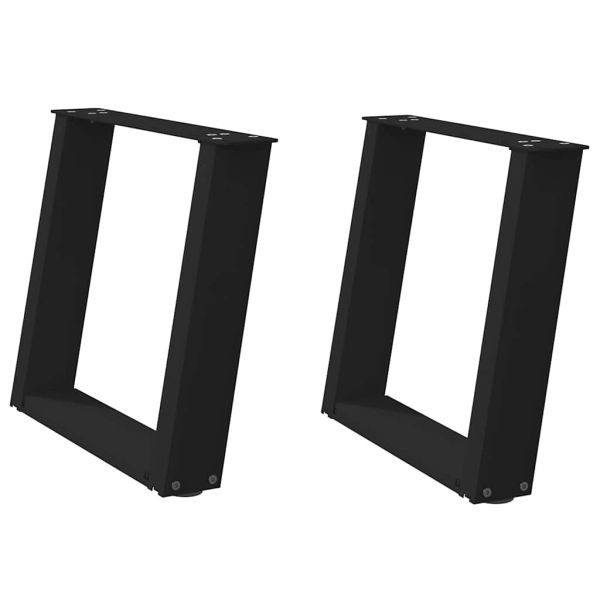 Крака за масичка за кафе, U-образни, 2 бр., черни, 50 x (42-43) см, стомана