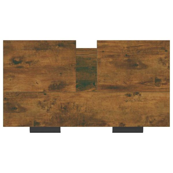 Шкаф за баня, опушен дъб, 64,5x33,5x59 см, инженерно дърво