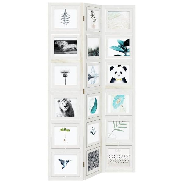 Разделител за стая, 3 панела, бял, дърво пауловния масив