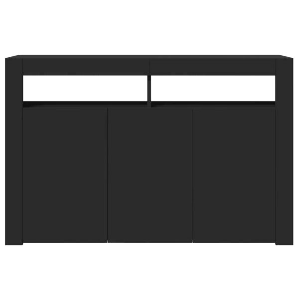 Сайдборд с LED светлини, черен, 115,5x30x75 см