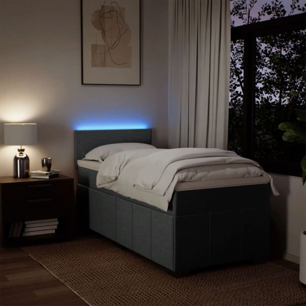 Боксспринг легло с матрак, тъмносиво, 100x200 см, плат