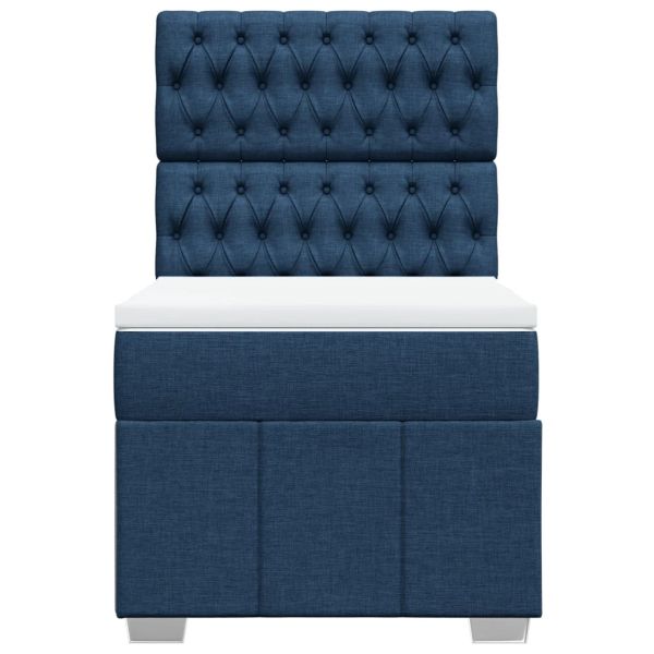 Боксспринг легло с матрак, синя, 90x200 см, плат