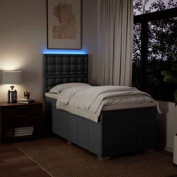 Боксспринг легло с матрак, тъмносиво, 100x200 см, плат