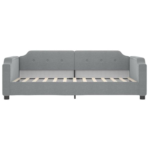 Канапе с изтеглящо легло и чекмеджета светлосиво 90x190 см плат