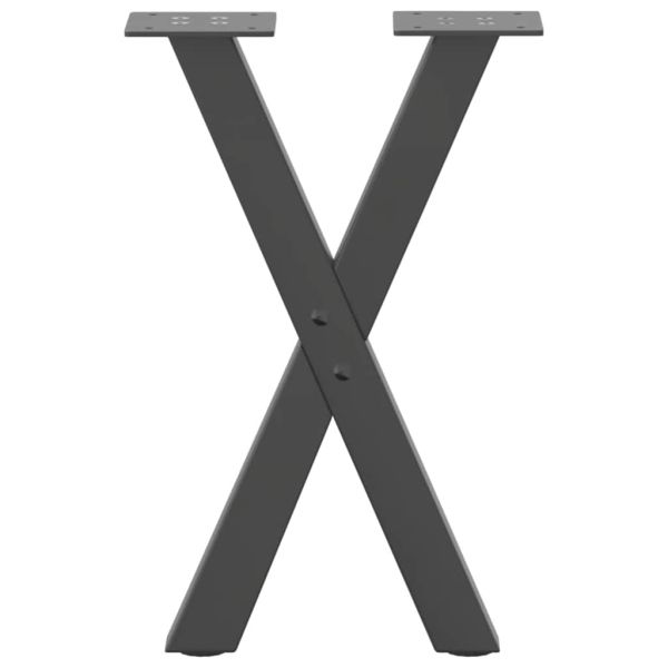 Крака за масичка за кафе, X-образни, 2 бр., антрацит, 38 x (42-43) см, стомана