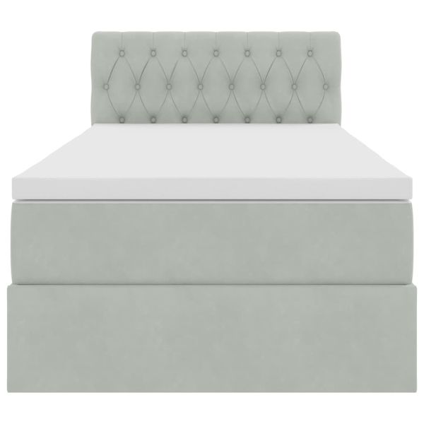 Легло с място за съхранение и LED с LED Светлосиво 100 x 200 cm