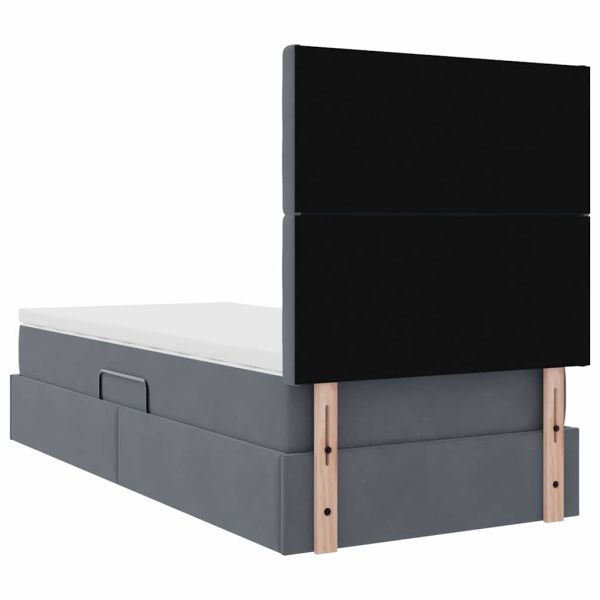 Легло с място за съхранение и LED Тъмен сив 90 x 200 cm Кадифе