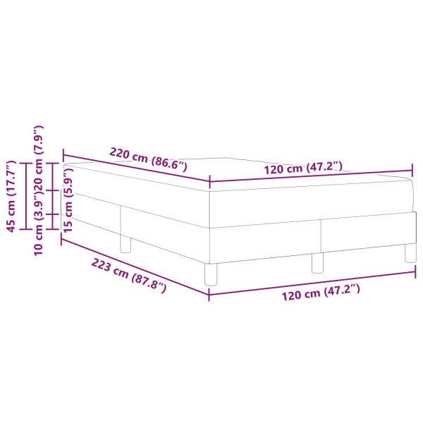 Легло с пружинирана основа Тъмен сив 120 x 220 cm текстил