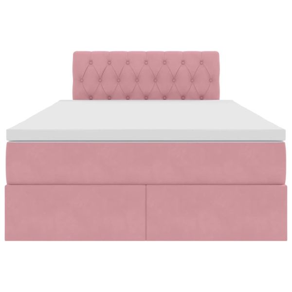 Легло с място за съхранение и LED Розово 120 x 200 cm Кадифе
