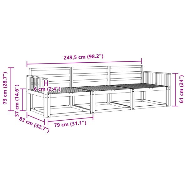 Комплект дивани за открито 3 pcs Естествен